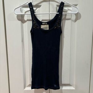 ABERCROMBIE KID’S Sequin Ribbed Stretchy Tank Top - navy, size S